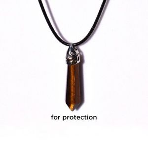 Tiger Eye Wand Pendant Necklace Healing Crystal